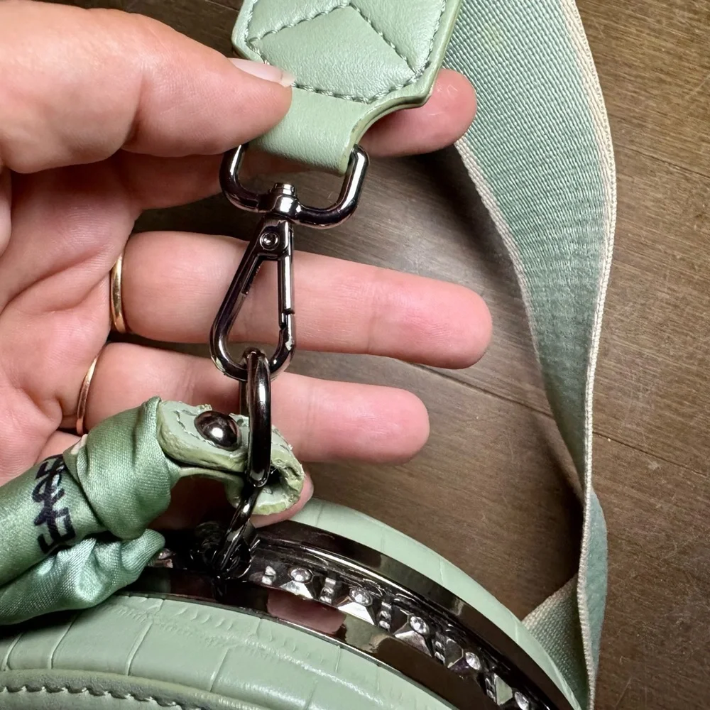 Mint Green Croc-Embossed Mini Bag - Picture 15 of 16